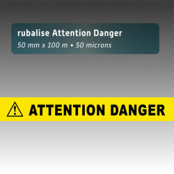 Rubalise plastique "attention danger+picto" 50mm*100m